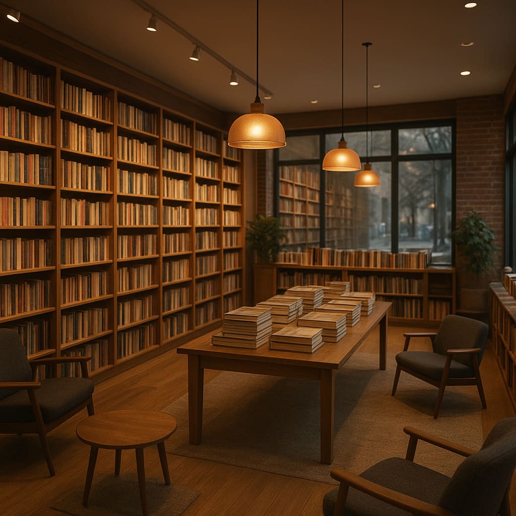 Gemütliches modernes Buchhaus-Interieur